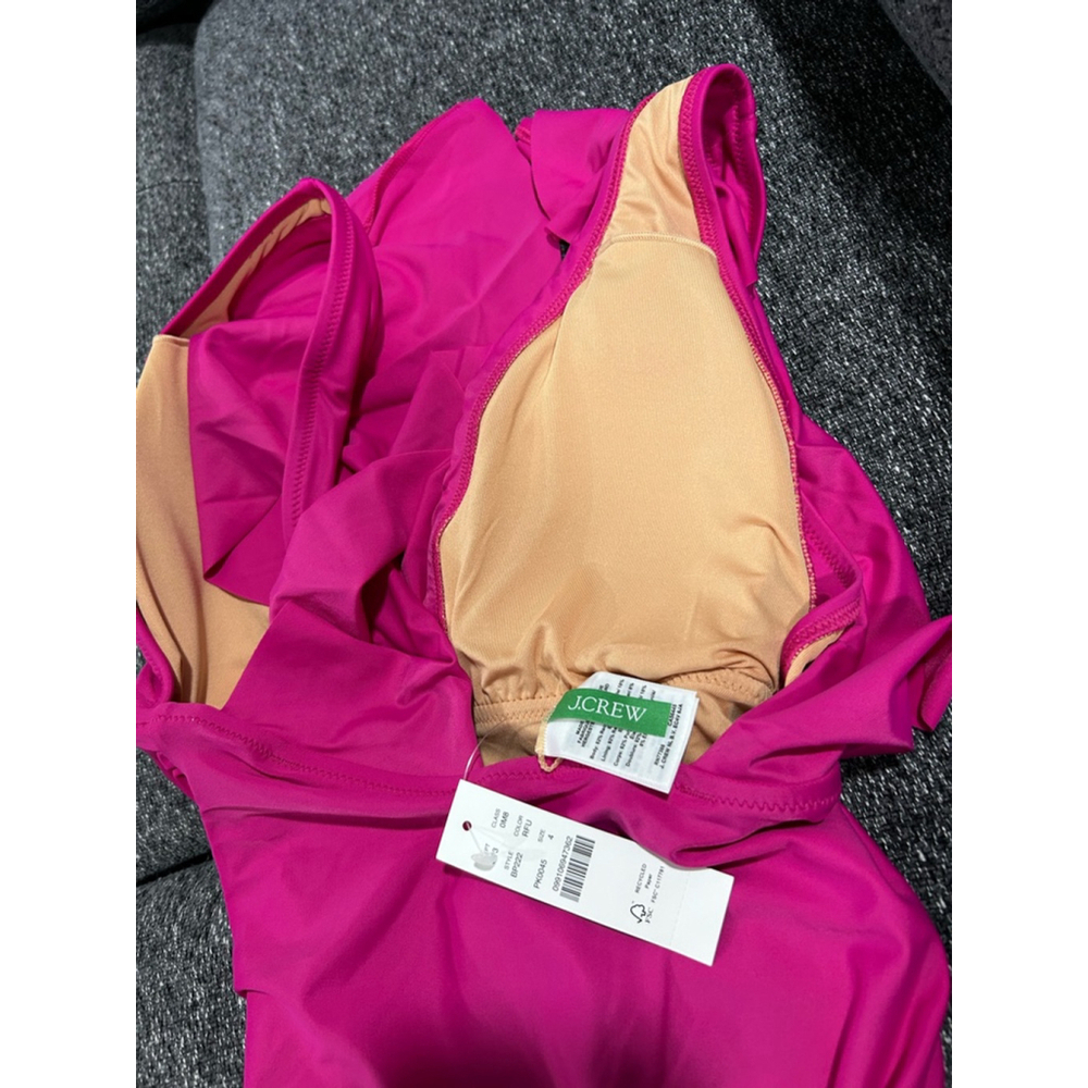 J.Crew Ruched ruffle one-piece swimsuit in pink - Picture 6 of 9